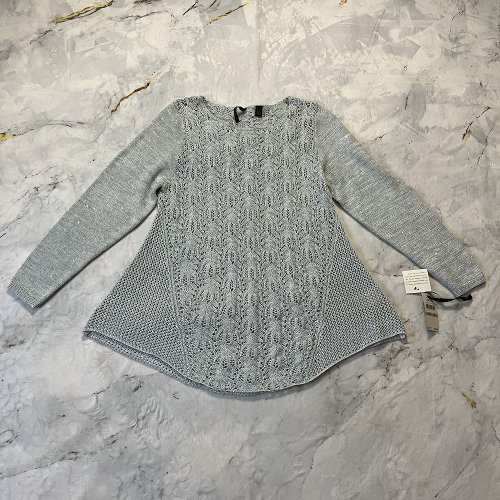 NWT Skye's the Limit Women's Size 1X Blue Shimmer St. Moritz Flared Knit Sweater
